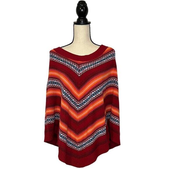 Vintage 90s Y2K Tommy Hilfiger Knit Baja Poncho Boho Festival Pull Over One Size - Picture 2 of 7
